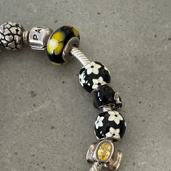 Pandora Black and Yellow Floral Charm Bracelet - Picture 5 of 5